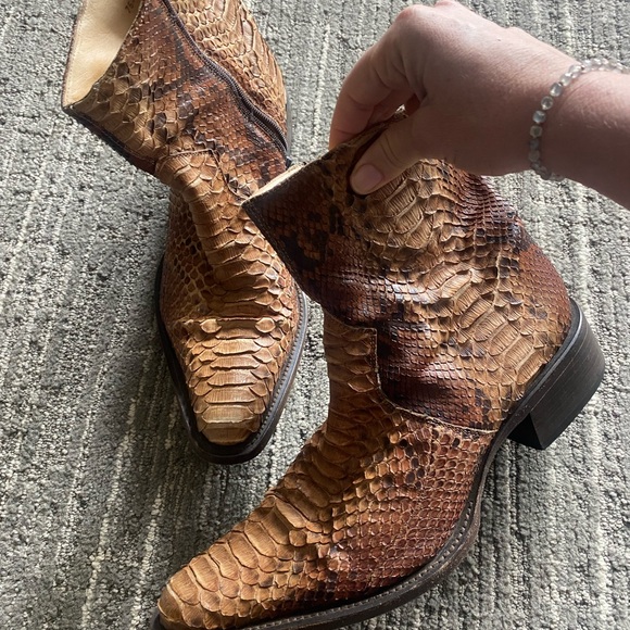 Buttero Python Snakeskin Boots Brown - Picture 3 of 7
